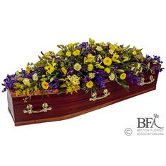 Purple &amp; Gold Casket Spray