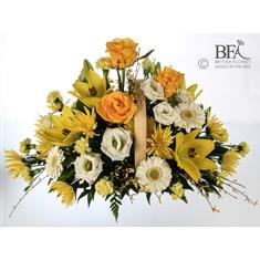 Yellow & White Basket - Funeral Flowers